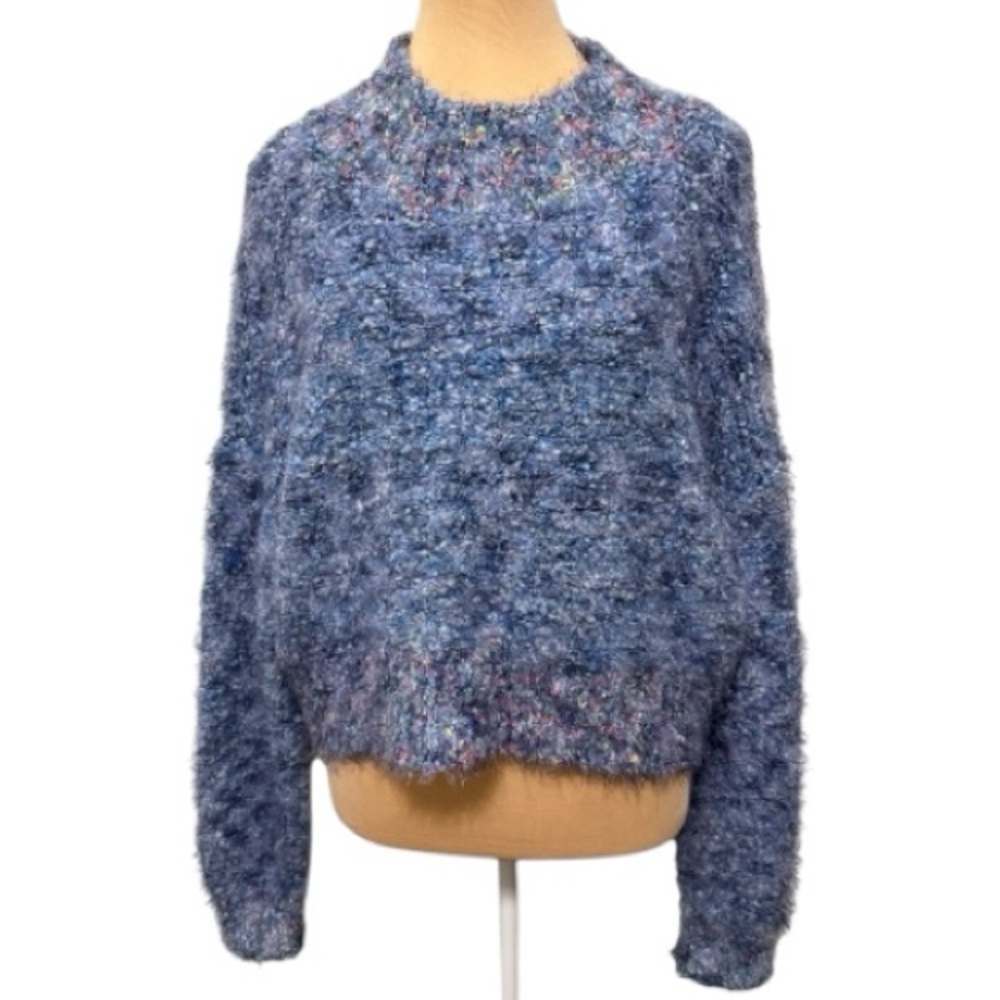 Free People We The Free Confetti Blue Cropped Knit Sweater S/P